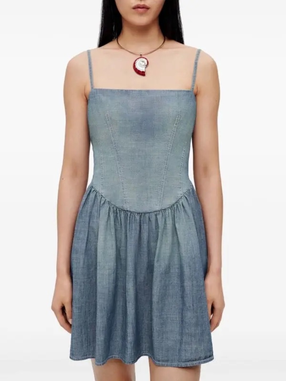 RE/DONE & PAM CHAMBRAY DENIM MINI DRESS